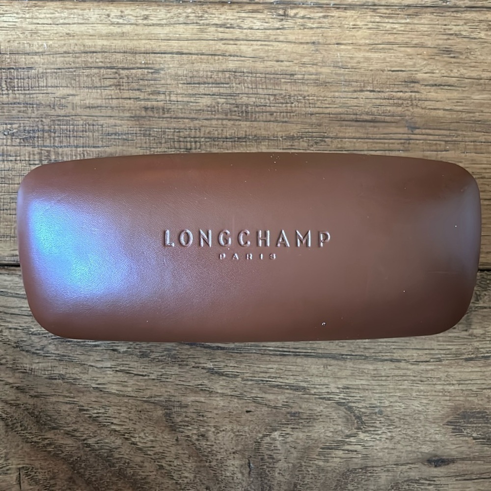Longchamp Paris Glasses Sunglasses Case Brown Clamshell